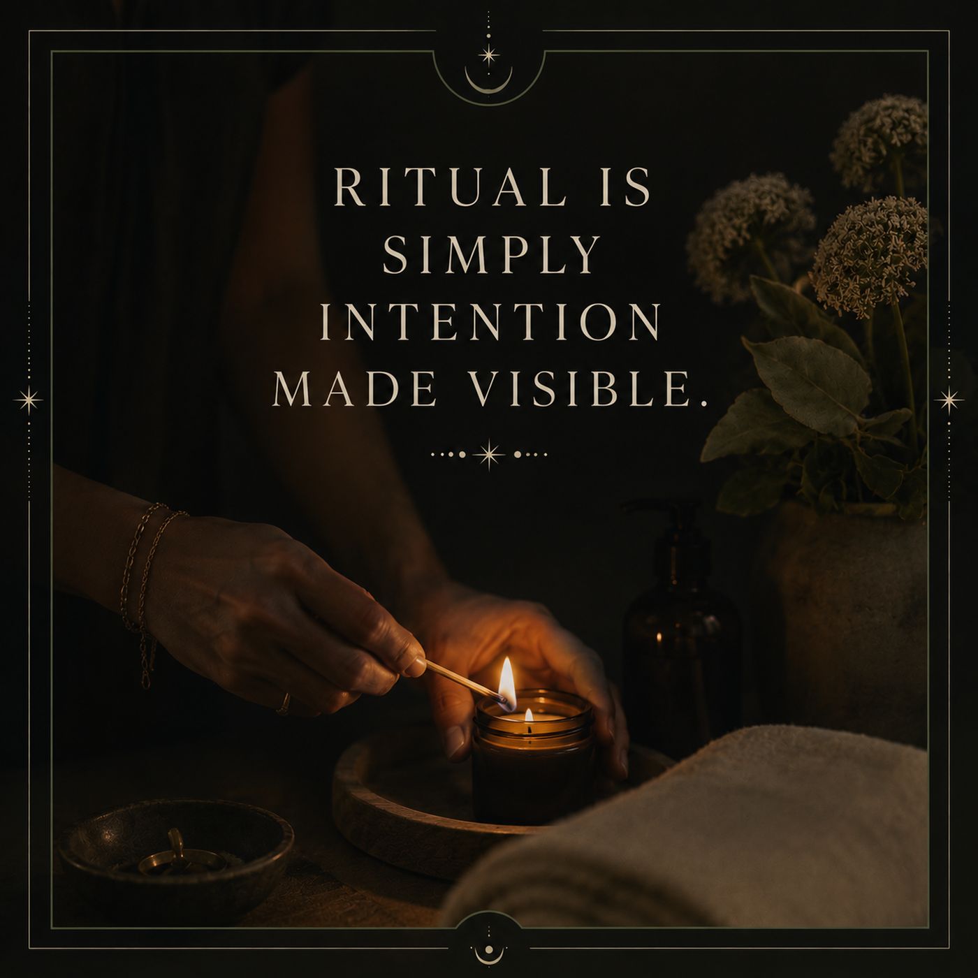 A candle being lit as part of an intentional ritual